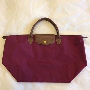 Dark pink Longchamp Medium LePliage Tophandle Tote